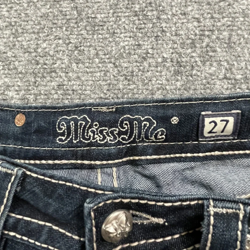 Miss Me Women's Bling Demin Embroidered Jeans Size 27 Embellished Peace Groovy - Picture 14 of 16